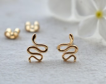 14k massivt guld ormörhänge, liten ormstift, Slytherine piercingsmycken 18g