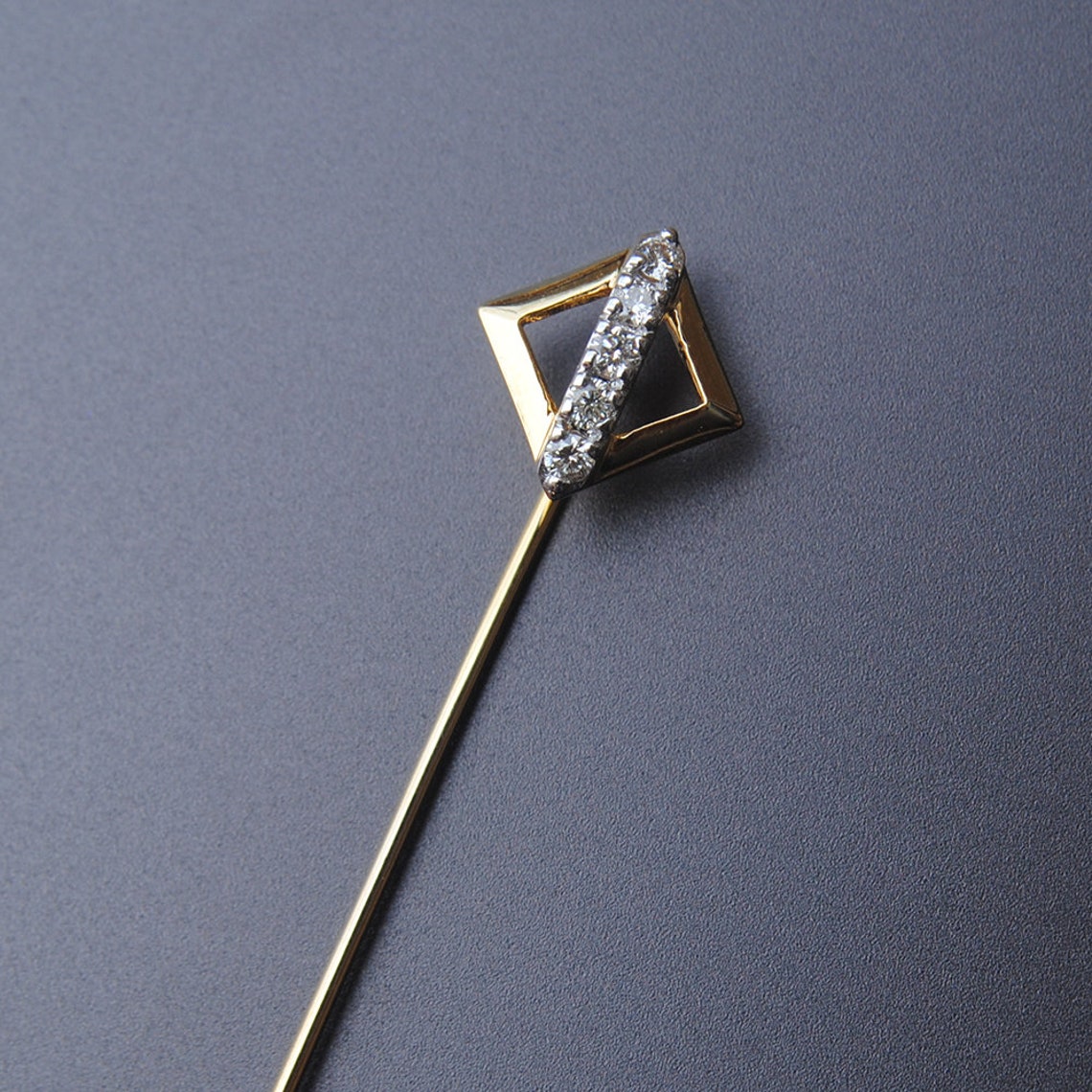 Diamond Lapel Pin in 14K Solid Gold Diamond Stick Pin for Etsy
