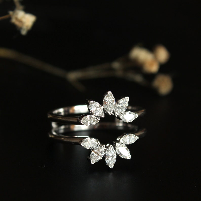 Marquise Diamond Halo Ring Enhancer for Round Engagement Ring Etsy