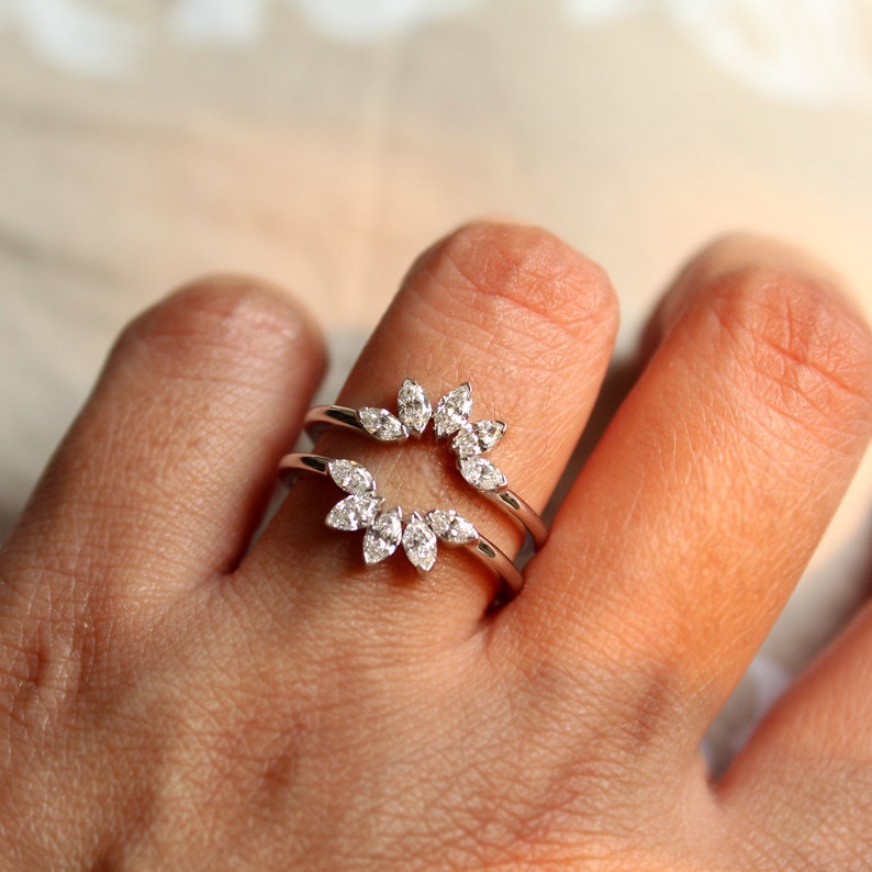 Marquise Diamond Halo Ring Enhancer for Round Engagement Ring Etsy