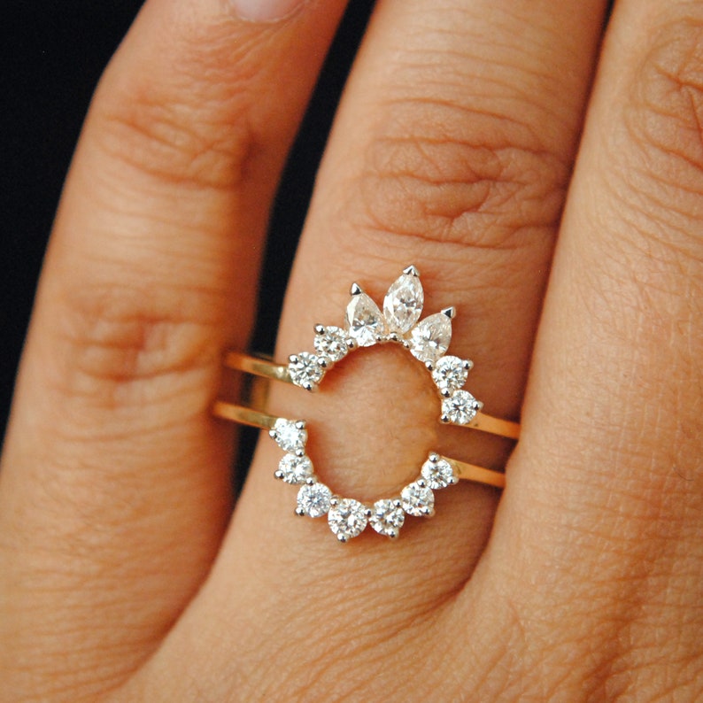 Diamond Ring Guard Enhancer for Oval Engagement Ring 14K Gold Etsy