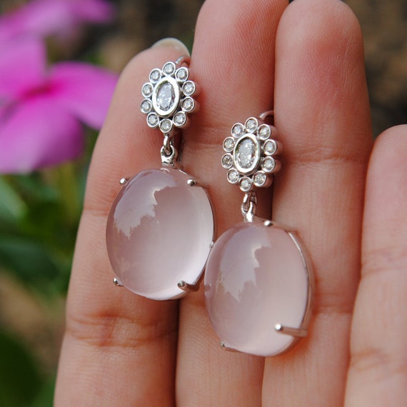 Lily rose quartz dangle earrings – NABILONDON