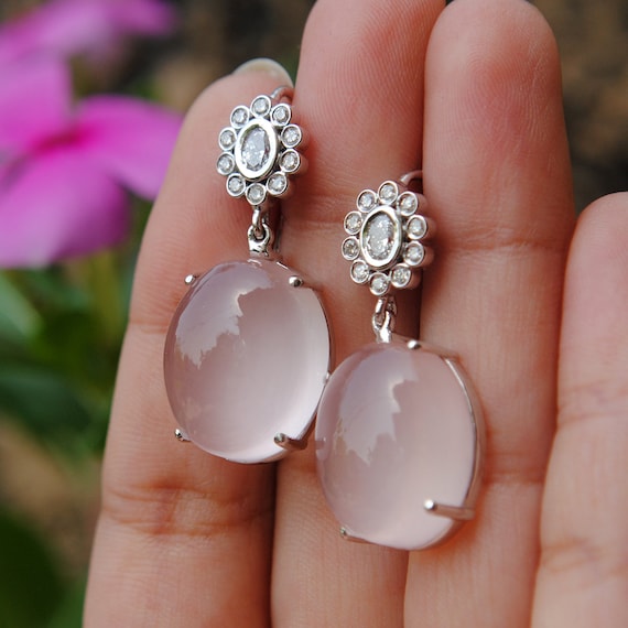 Lily rose quartz dangle earrings – NABILONDON