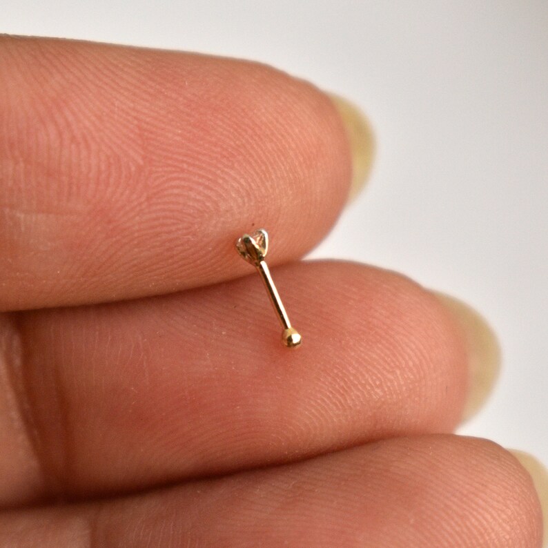 Genuine Diamond Nose Bone Stud 14K Gold Multiple Size Diamond Etsy