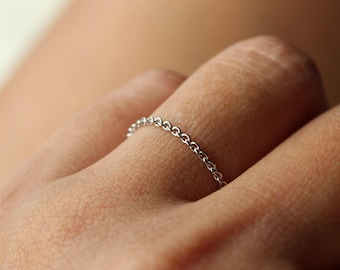 Dainty 14k Solid Gold Chain Ring, Skinny Midi Thumb Minimalist Band