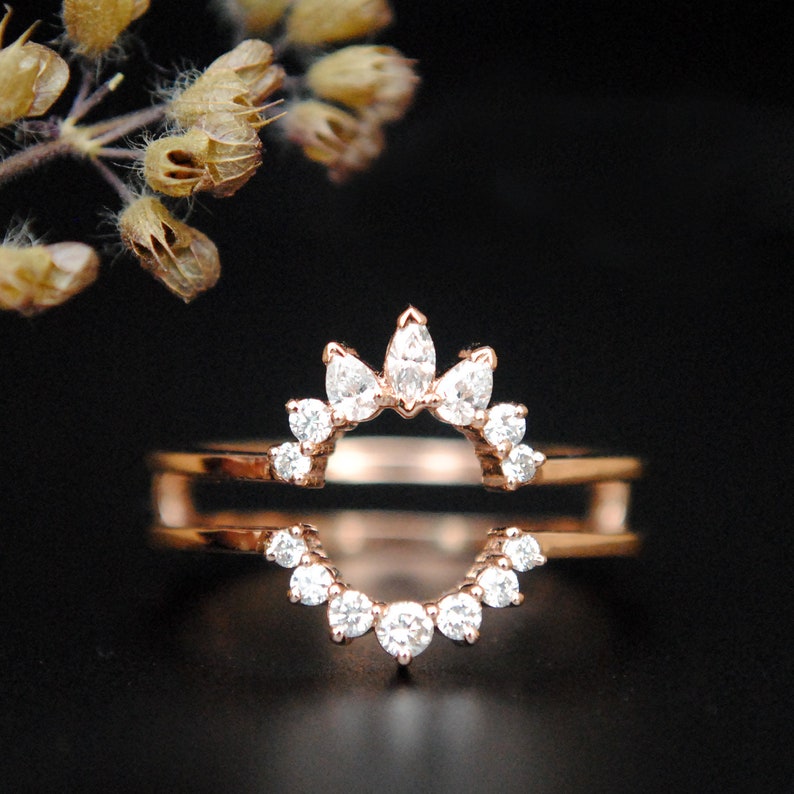 Diamond Ring Guard Enhancer 14K Gold Marquise Pear Diamond - Etsy