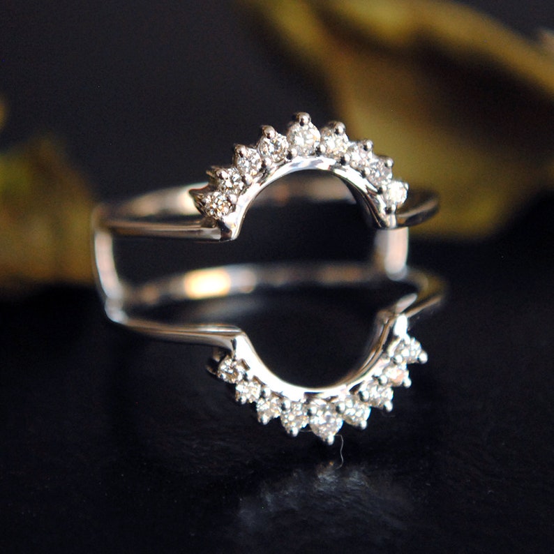 Oval Ring Guard Diamond Classic Halo Ring Enhancer 14K Gold Etsy Sweden