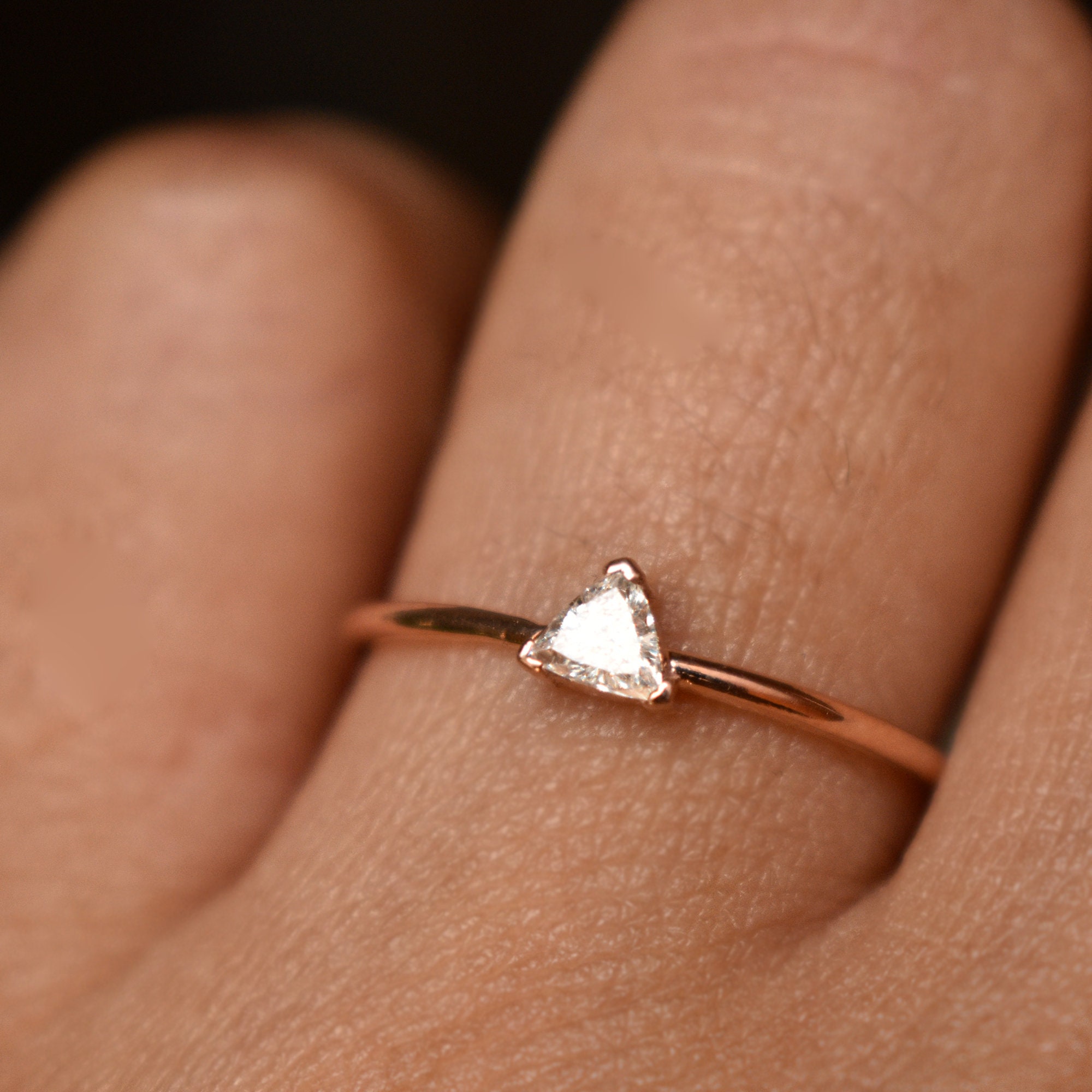 Triangle Stacking Diamond Ring, White Gold Diamond Engagement Ring | Benati