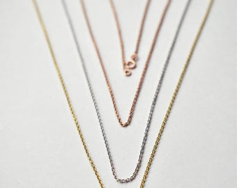 Cadena tipo cable de oro macizo de 14 k de 1 mm, delicada cadena tipo cable de 35,5 cm, 40,6 cm, 45,7 cm y 50,8 cm, con capas para collar, pulsera y dijes de oro auténtico.