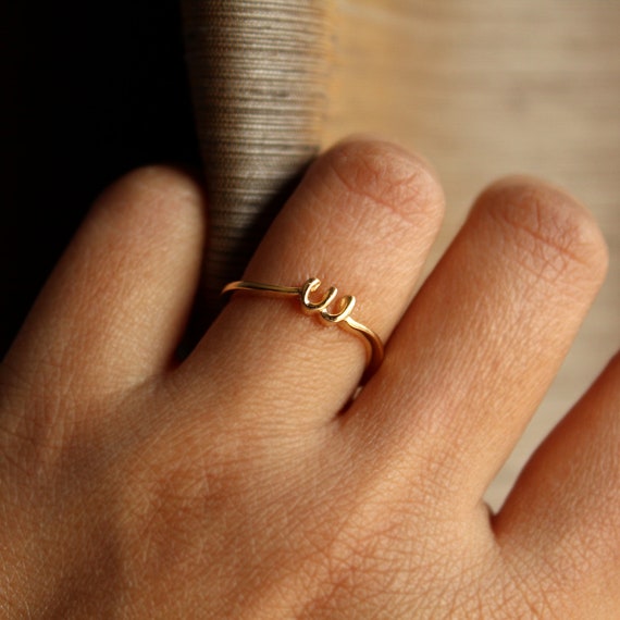opgraven dat is alles meteoor Initial Ring in Solid 14K Gold Lower Case Alphabet Gold - Etsy