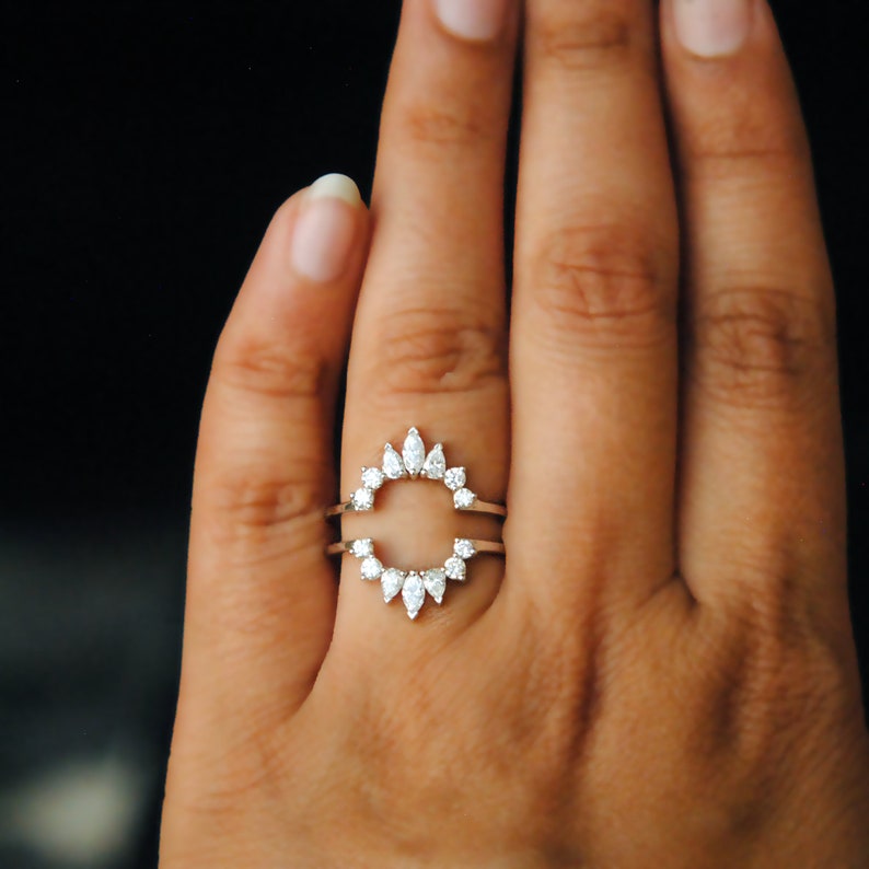 Diamond Ring Guard for Emerald Cut Engagement Ring 14K Solid Etsy