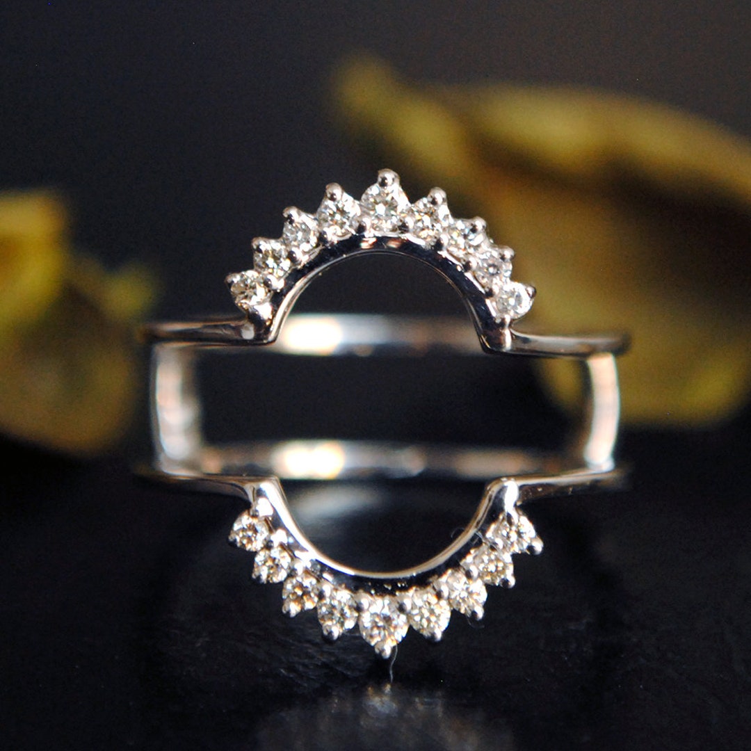 Amazon.com: Moissanite Engagement Ring Tiara Ring Guard 14k Rose Gold :  Handmade Products