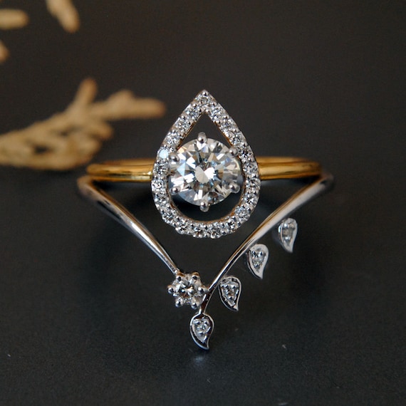 Natural Diamond Ring Enhancer for Oval Ring, 14k 18k Solid Gold Big Ha -  Abhika Jewels