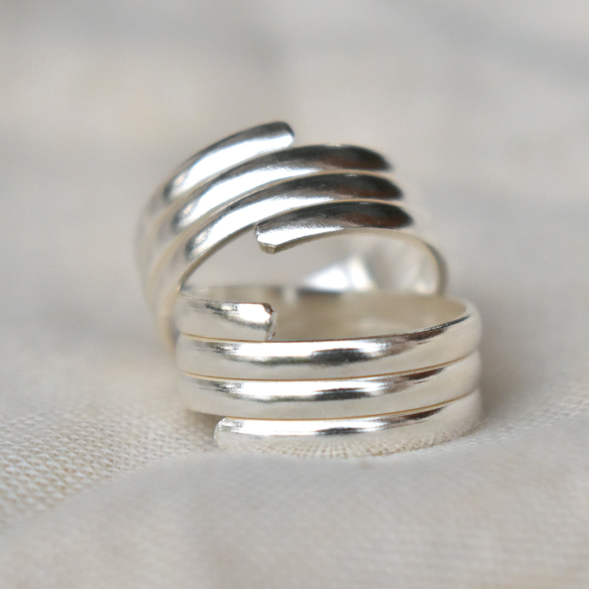 Sterling Silver Short 3 Coil Toe Rings, Plain Spiral Helix Knuckle Midi ...