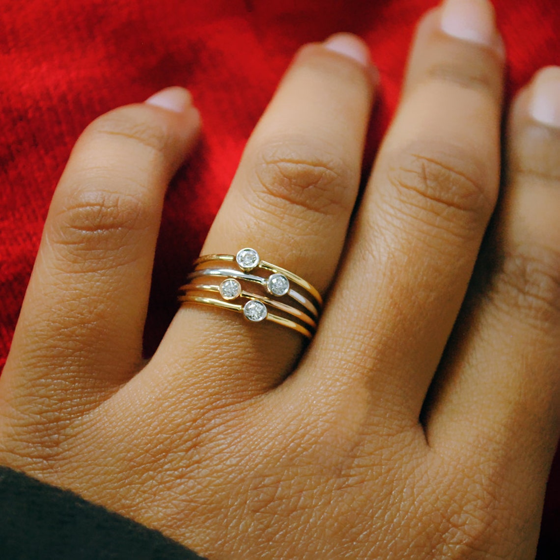 0.04 Cts Round Baby Diamond 14K Rose Gold Engagement Ring. Etsy