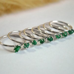 Rough Natural Emerald Gemstone Ring Crystal, Sterling Silver Stack Rings, May Birthstone Jewery, Bridesmaid gift image 8
