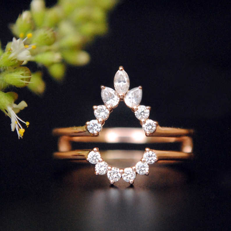 Pear Diamond Ring Guard. Engagement Ring Enhancer. 14K Gold Etsy