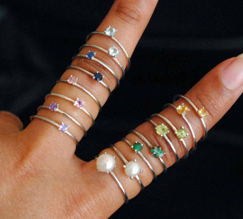 Gemstone Stacking Rings Design Your Own Set Natural Gemstone Etsy