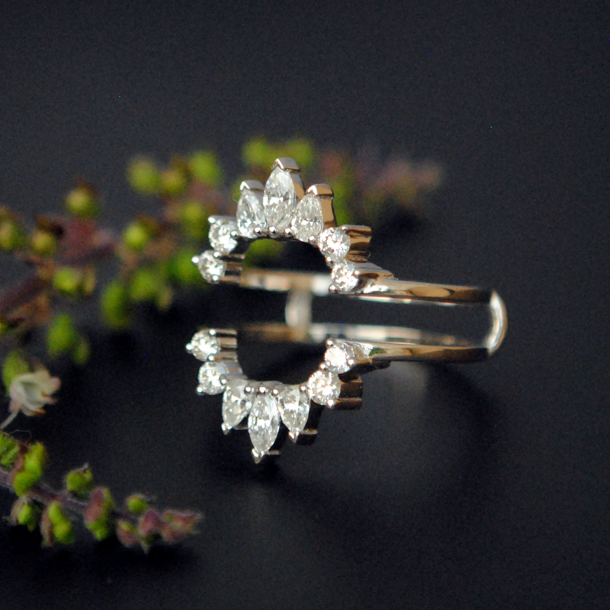 Diamond Ring Guard for Emerald Cut Engagement Ring 14K Solid Etsy