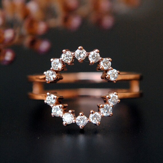 Diamond Ring Guard. Round Classic Halo Ring Enhancer. 14K Gold Etsy