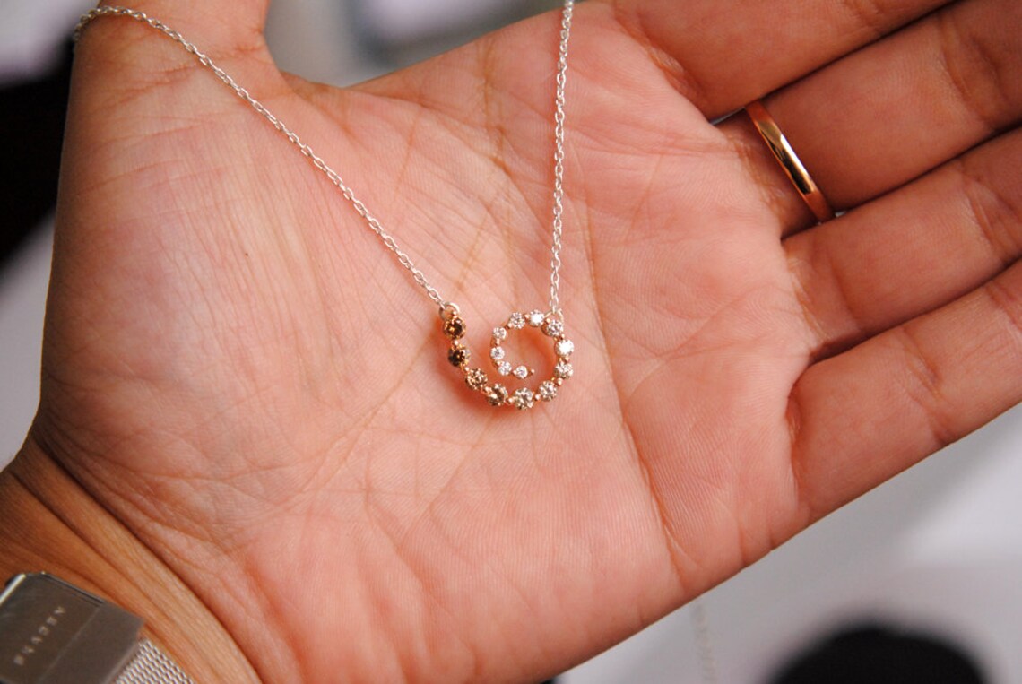 Spiral Journey Diamond Necklace in Solid 14K Gold Everyday Etsy