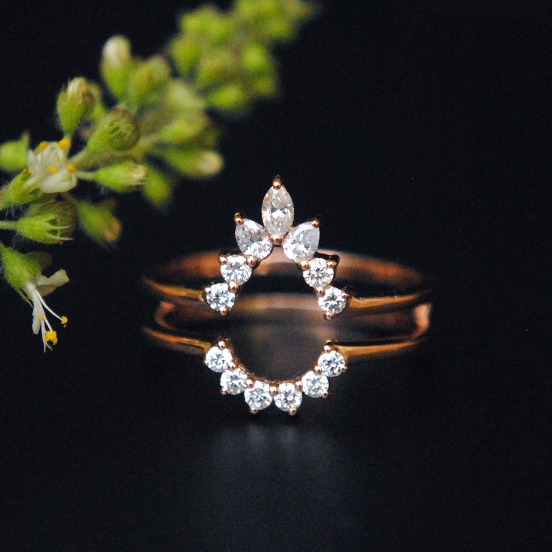 Pear Diamond Ring Guard. Engagement Ring Enhancer. 14K Gold Etsy