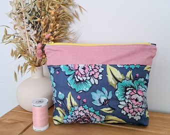 Floral Zipper Pouch: Wide Bottom Cosmetic Bag