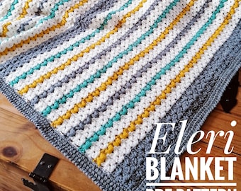 Patrón PDF de manta de crochet Eleri. Libbycraft.