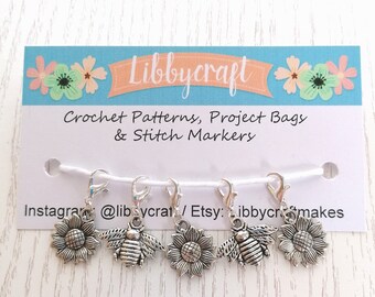 Sunflower stitch markers & Bee stitch markers