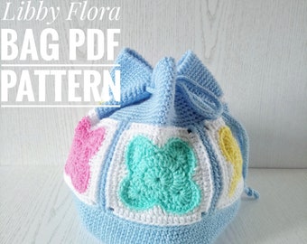 Libby Flora Bag Crochet pattern. Crochet Bag pattern. Easy Crochet pattern. Project bag pattern.Instant Digital Download