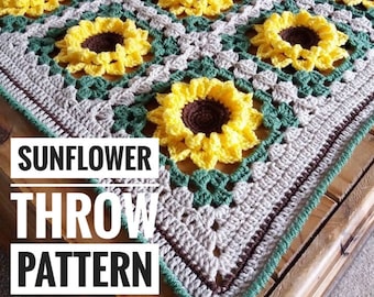 Sunflower Crochet Blanket Pattern - Instant download - Not the physical blanket - libbycraft