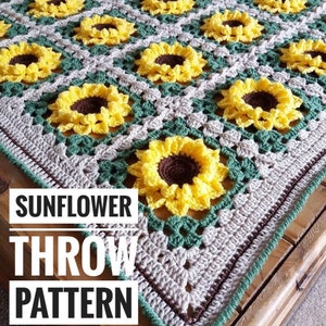 Sunflower Crochet Blanket Pattern - Instant download - Not the physical blanket - libbycraft