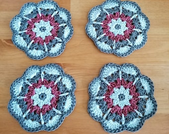 Four Crochet Coasters by Libbycraft