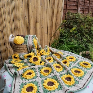 Sunflower Crochet Blanket Pattern Sofort download Nicht die physische Decke libbycraft Bild 5