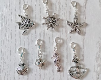Nautical.sea themed Stitch markers.progress keeper.knitting.crochet.crafts.accessories