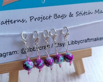 Glass bead stitch markers - different colour selections