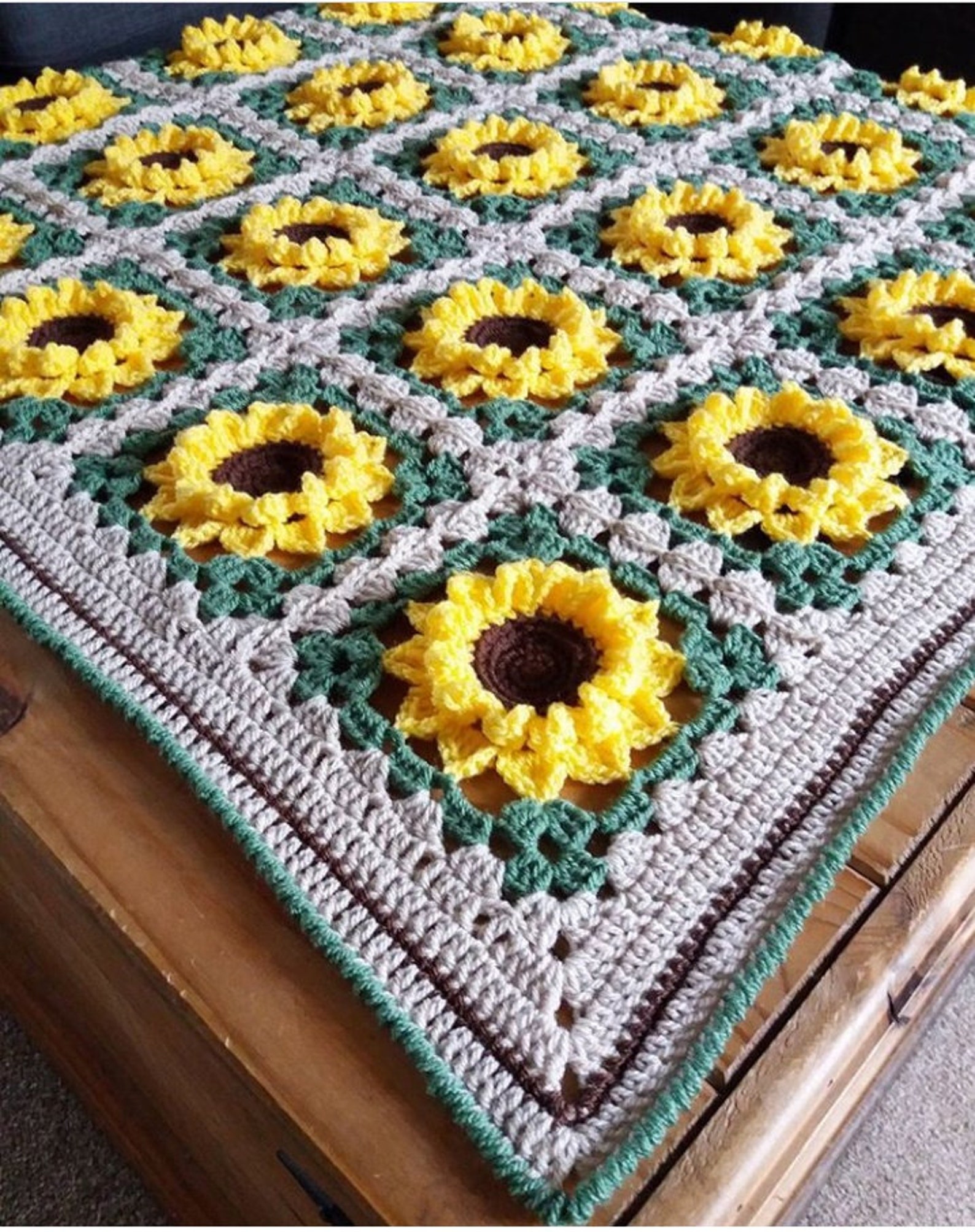 Sunflower Crochet Blanket Pattern Instant Download Not the Etsy