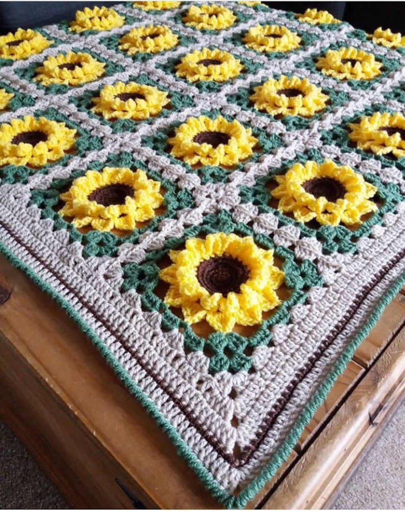 Sunflower Crochet Blanket Pattern Sofort download Nicht die physische Decke libbycraft Bild 4