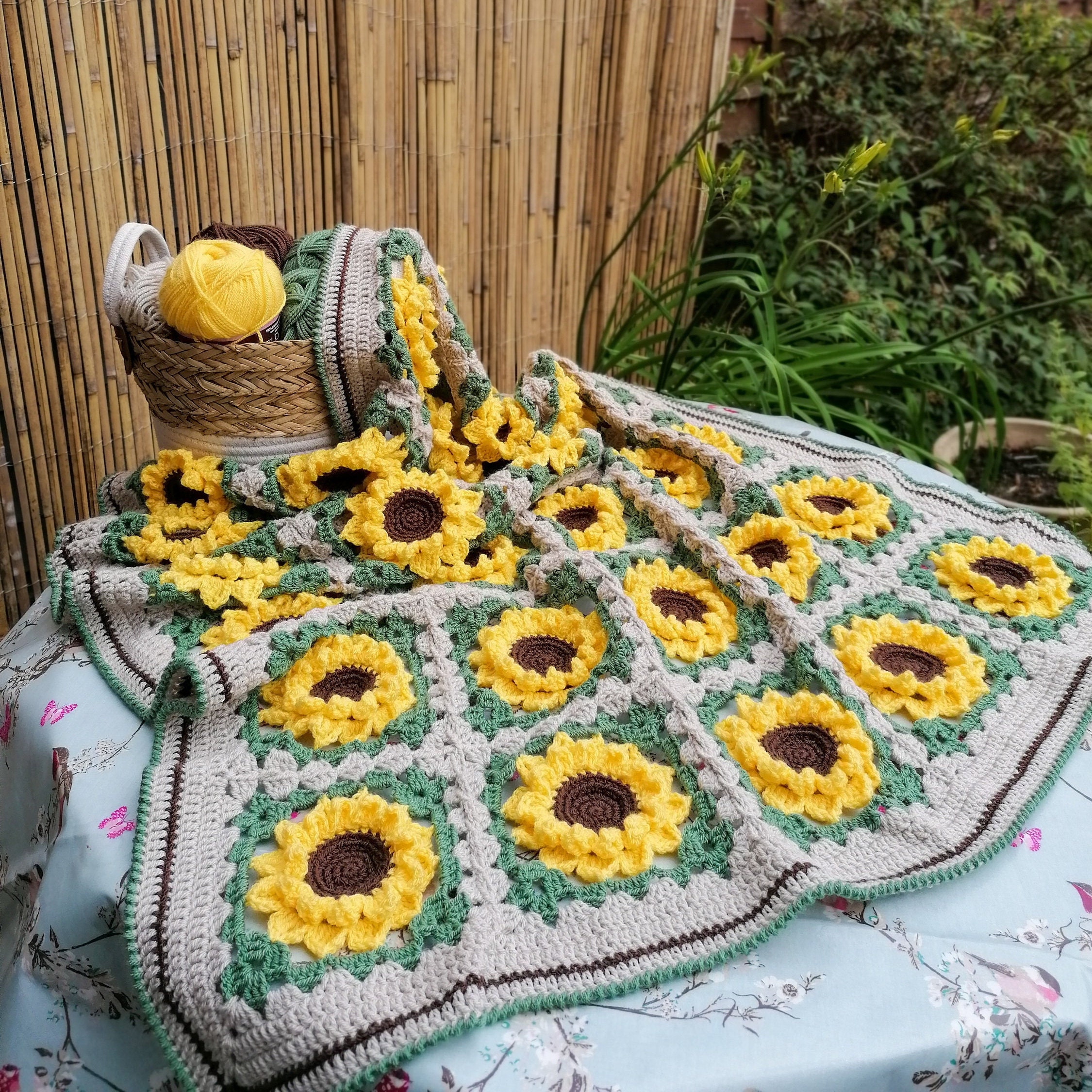Sunflower Throw Crochet Pattern Booklet Etsy