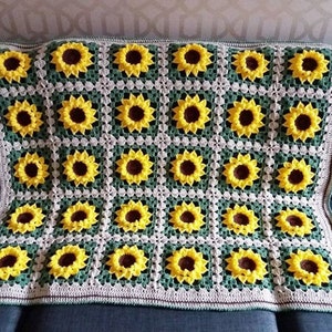 Sunflower Crochet Blanket Pattern Sofort download Nicht die physische Decke libbycraft Bild 3
