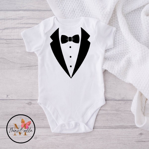 Tux For Baby Tuxedo Baby Onesie® Tuxedo Infant Tux Bodysuit Birthday Smash Onesie® Wedding Baby Shirt Wedding Party Ring Bearer 1st Birthday