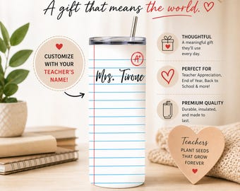 Teacher Appreciation Gift | Custom Teacher Tumbler | Personalized Teacher Cup | End of Year Teacher Gift | Back to School Gift