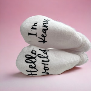 Baby Announcement Socks With Name Custom Baby Socks Newborn Socks Welcome Baby Gift Baby Shower gift