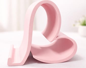 Heart Phone Holder Stand Pink Desk Phone Stand Cute Cell Phone Holder Modern Desk Decor Valentine’s Day Gift Office Accessory