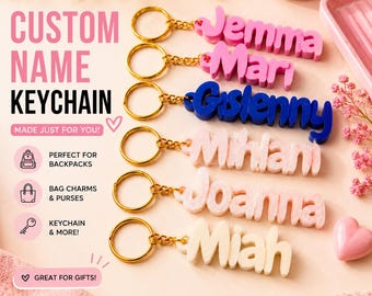 Custom Name Keychain | Personalized 3D Name Bag Charm | Backpack Name Tag | Purse Charm | Kids Keychain | Teacher Gift | Custom Gift