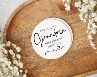 Promoted To Grandma Coaster Personazlied Coaster Photo Gifts Promoted To Gift Creative Pegancy Announcement Gift Promoted To Grandmpa Gift