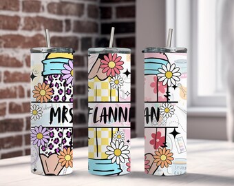 Custom Teacher Tumbler | Teacher Name Cup | Coffee Cup for Teacher | Gift for Teacher Appreciation | Reusable Mug for Classroom