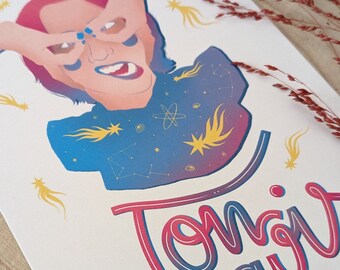 Your opinion | Print A5 | illustration of woman, color card, decoration, postcard, stars and comet, cosmic.