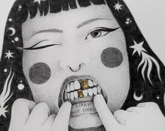 Sorry not sorry | Hand-gilded art print