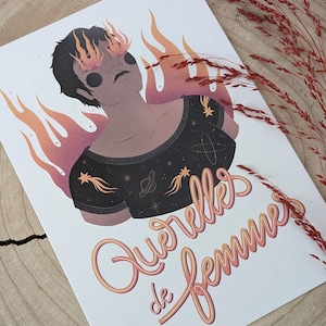 Querelles de femmes | Print A5 | illustration de femme, féminisme, sororité, carte en couleur, décoration, carte postale, cosmique.